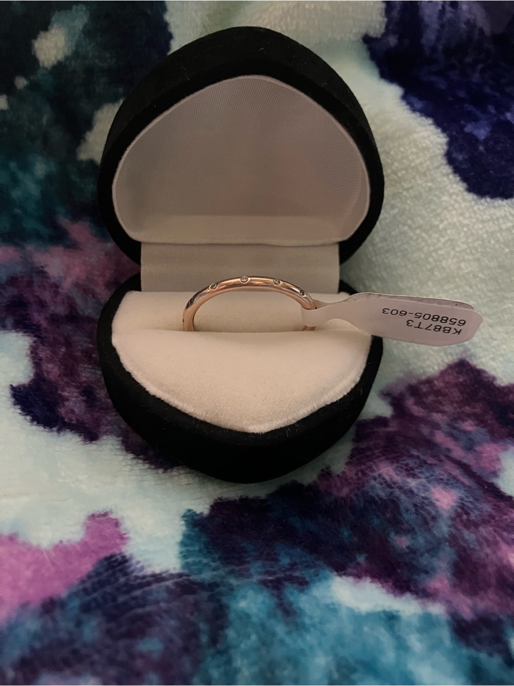 Droplets Auth. Pandora Rose Gold Plated/Clear Zirconia Band Ring 7.5/56 New